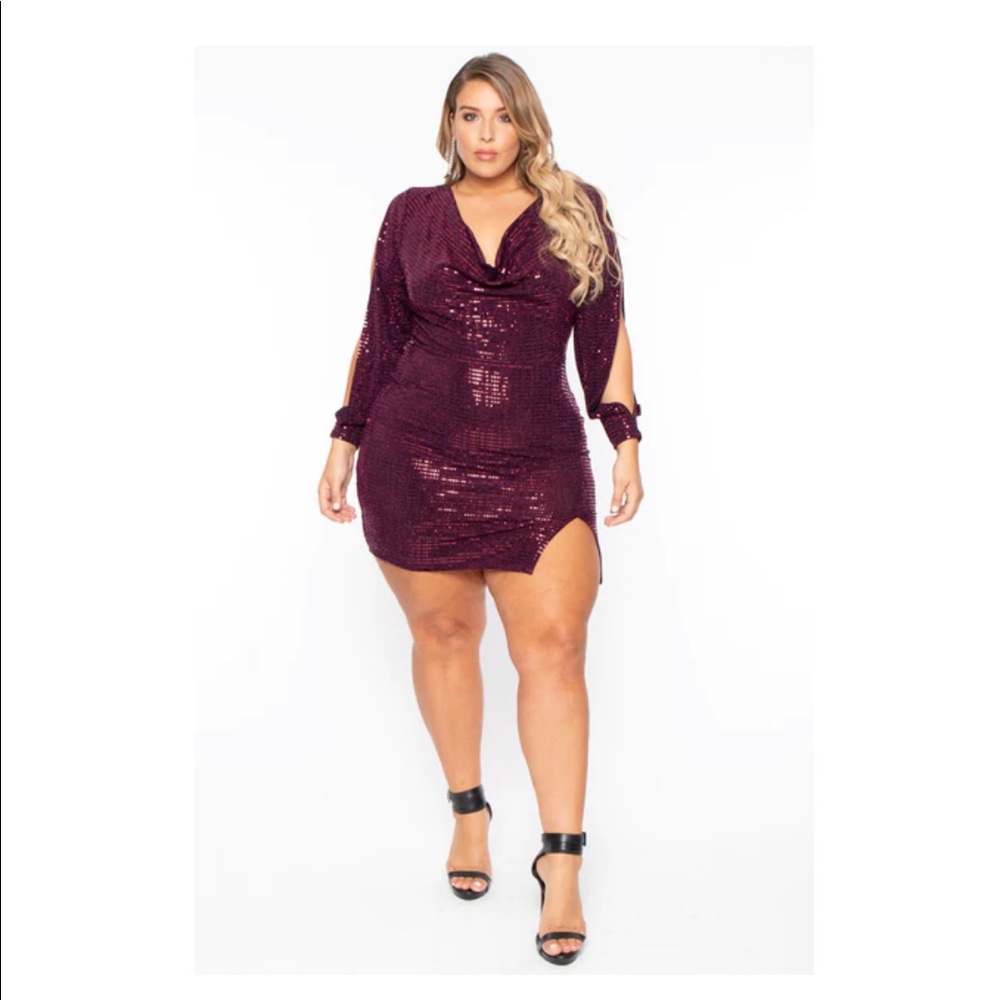 4X Curvy Sense Metallic Sequin Mini Dress
